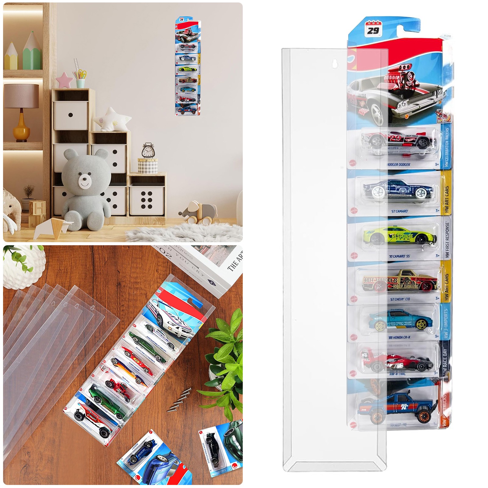 10Pcs Wall Display Case Storage Organizer For H-W Match-Box Packaged Cars