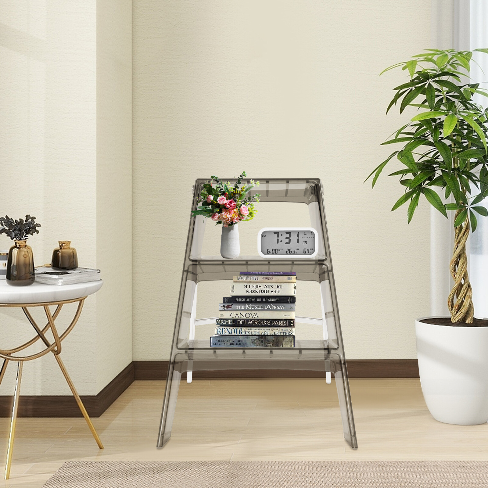 3 Step Ladder Folding Step Stool Modern Folding Step Stool for Adults 44*52*63cm