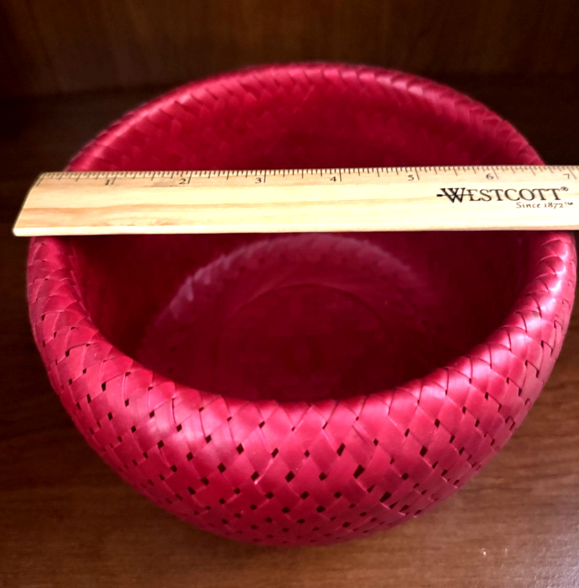 NEW Set of Three Crate & Barrel Woven Bambu Nesting Baskets Decor Crimson Red