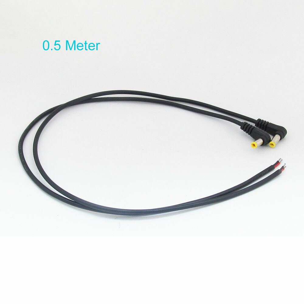 10pcs 50cm 22AWG DC Power Cable Right Angle 5.5x2.1mm 2.1mm DC Male For CCTV