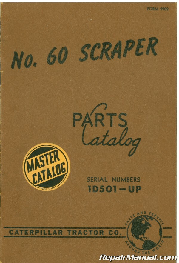 Caterpillar No 60 Scraper Parts Manual