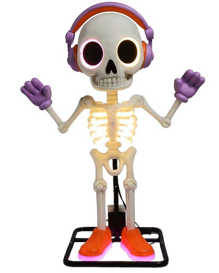 3 FT ANIMATED LED DANCING PARTY SKELETON HALLOWEEN ANIMATRONIC PROP