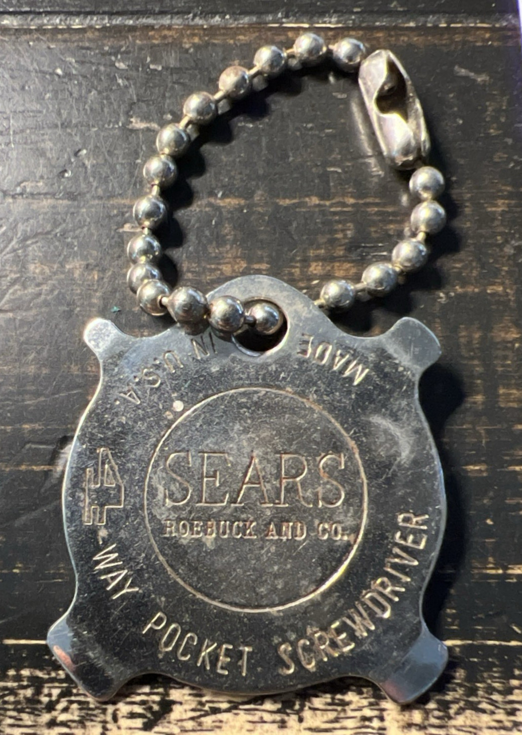 Vintage Sears Craftsman Crown Logo 4 Way Pocket Flat Screwdriver Tool Keychain