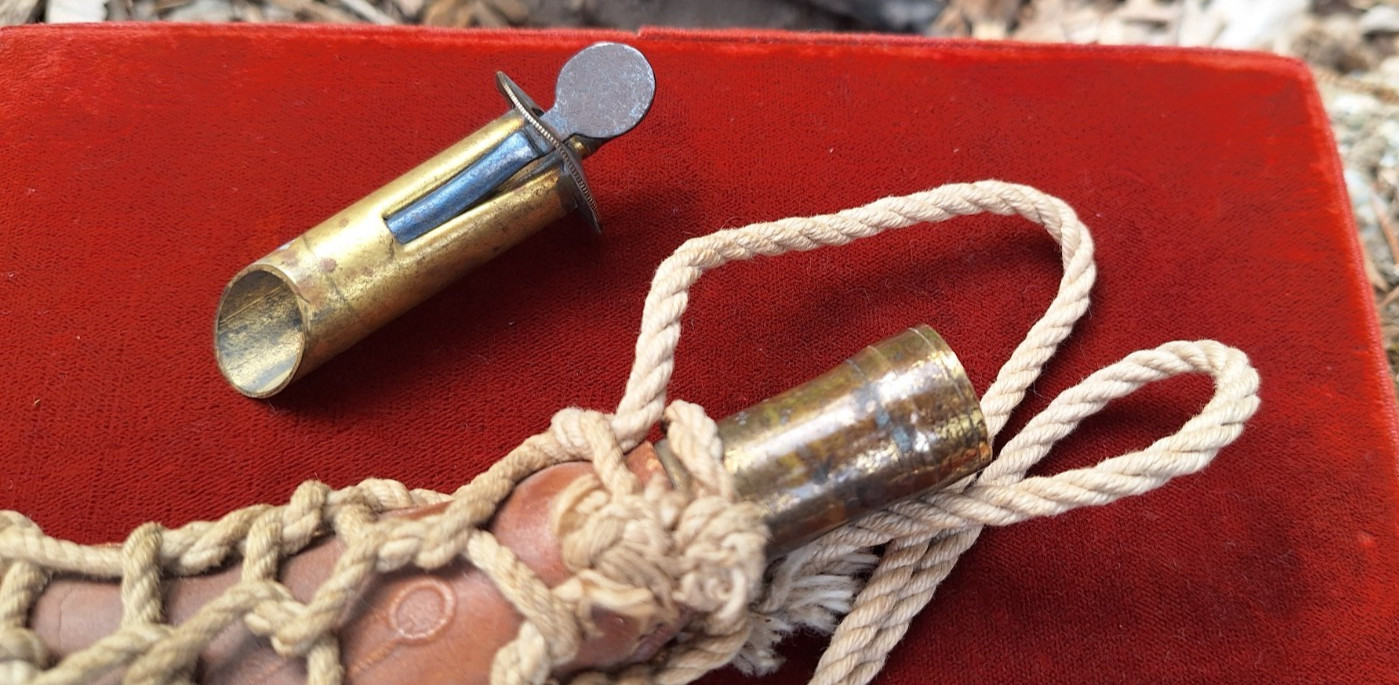Antique Leather Gun Powder Flask