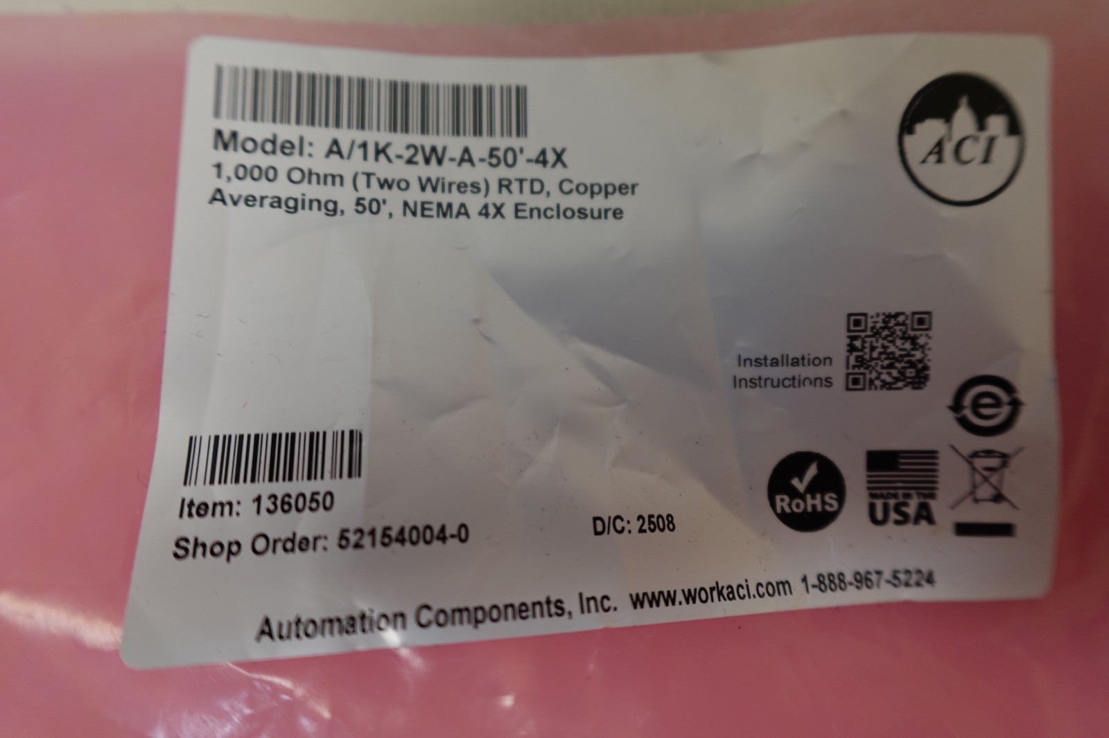 ACI - HVAC Averaging Sensor Housing & Mounting Hardware Kit A/1K-2W-A-50-4X