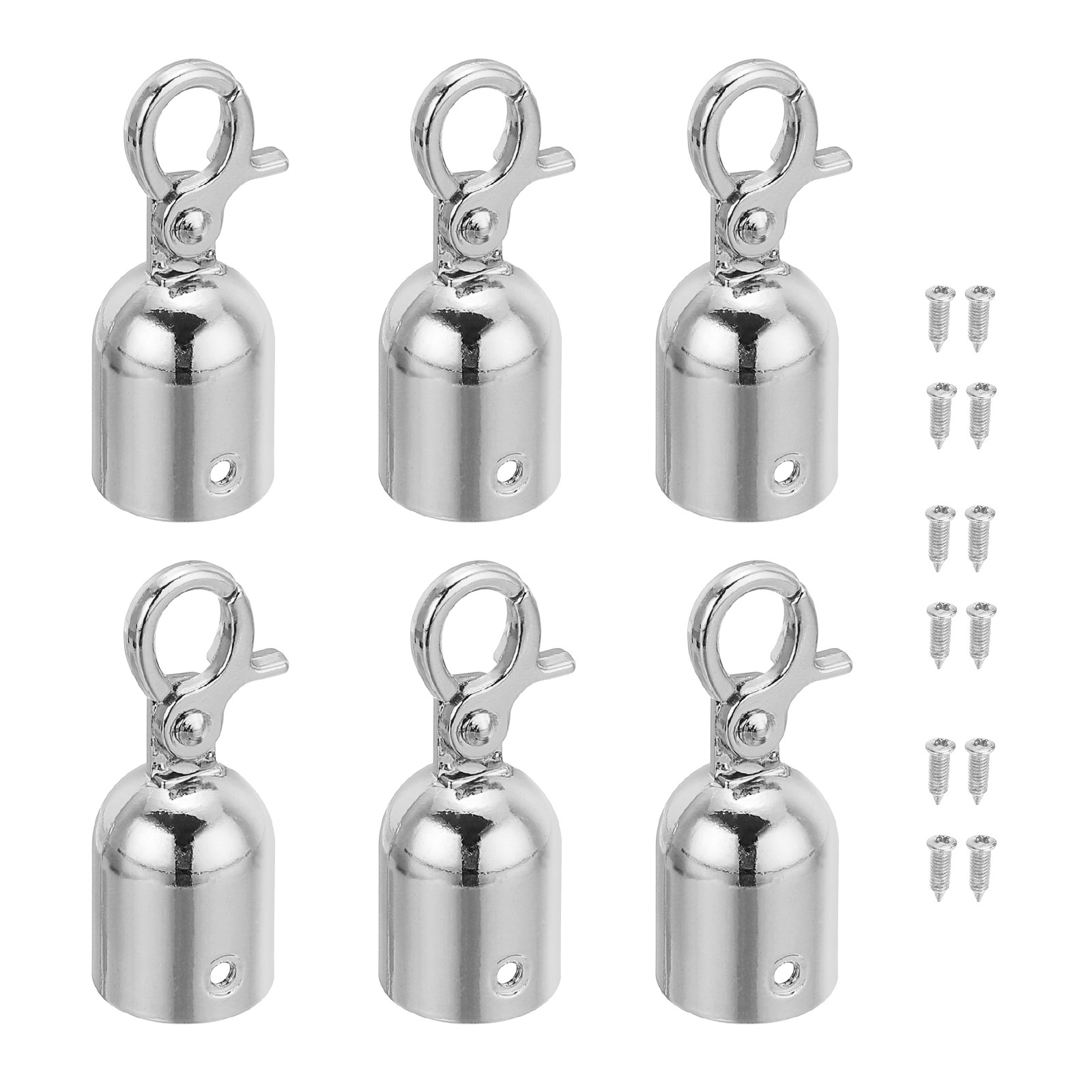 0.8"x2" Stanchion Rope End Stopper, 6 Pack Cord End Caps End Cap, Silver