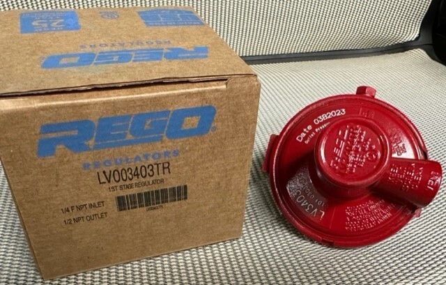 Rego Gas Regulator LV3403TR 1st stage 1/4 F NPT inlet, 1/2 NPT outlet