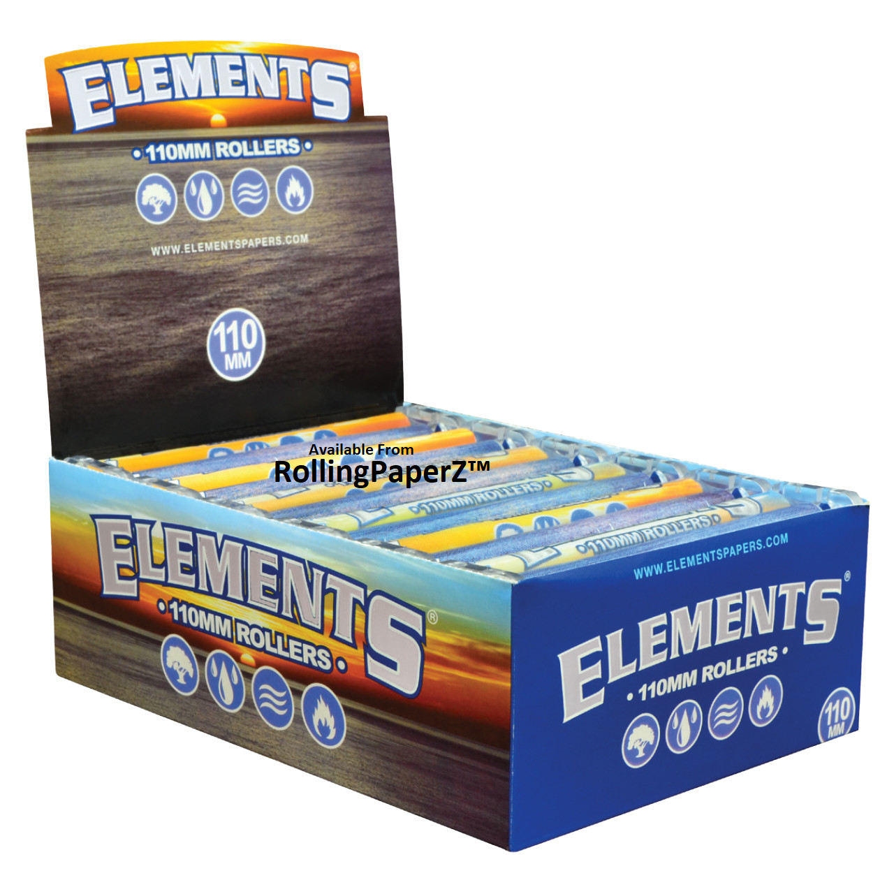 12 Count Display of ELEMENTS 110mm King Size Cigarette Rolling Machines