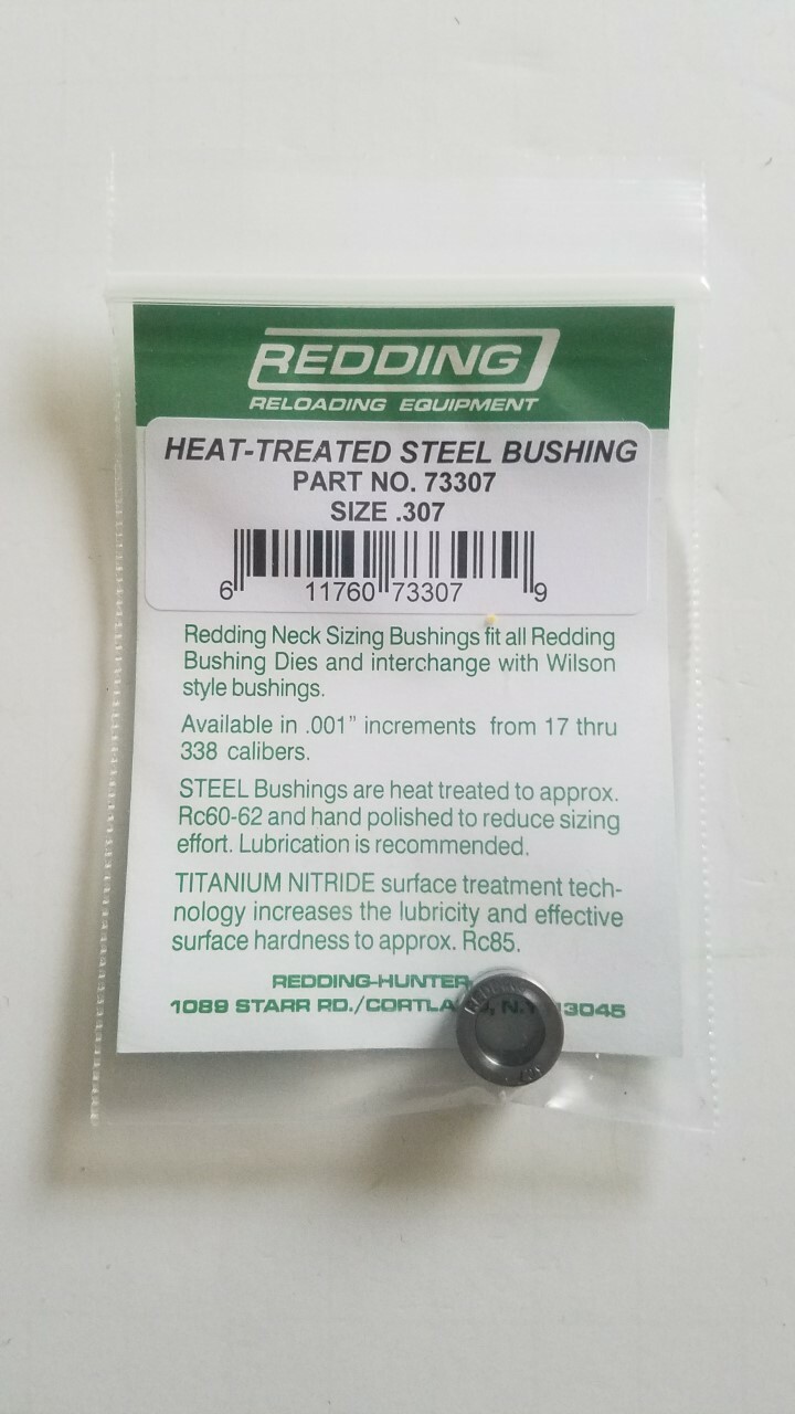 73307 REDDING HEAT TREATED STEEL .307 NECK SIZE BUSHING - BRAND NEW - FREE SHIP
