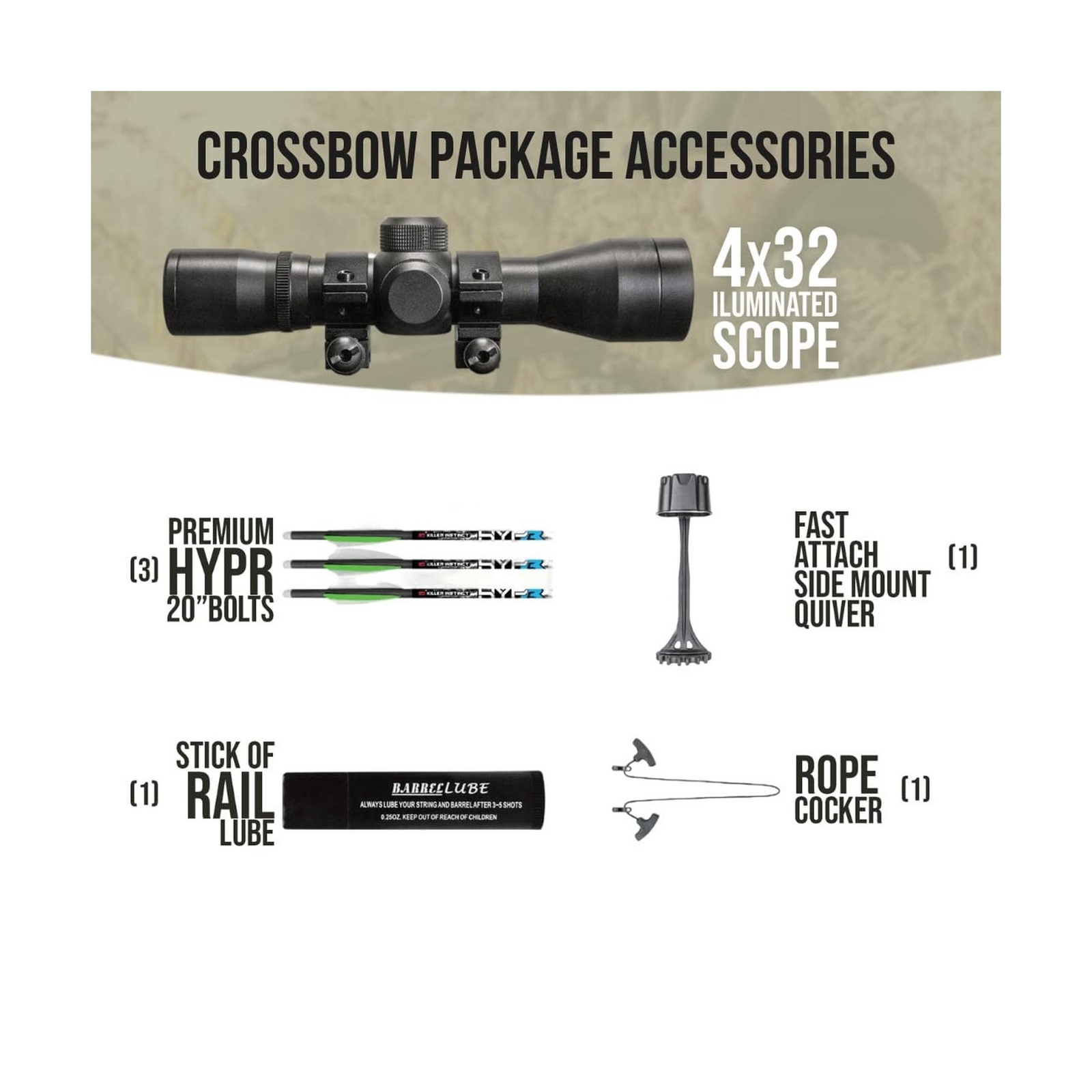 Killer Instinct Boss 405 FPS Crossbow Package with Backpack Case and Broadhea...