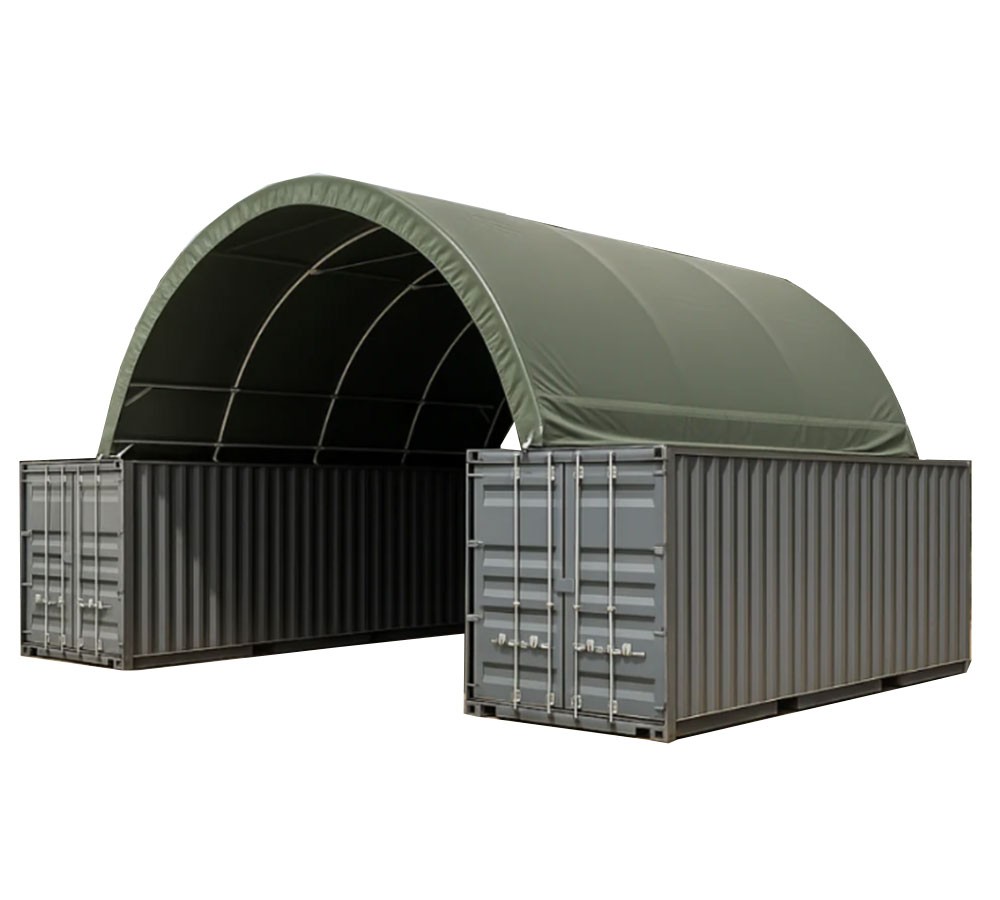 40x20' Military Green PVC Shipping Container Shelter Roof No End Walls Durable