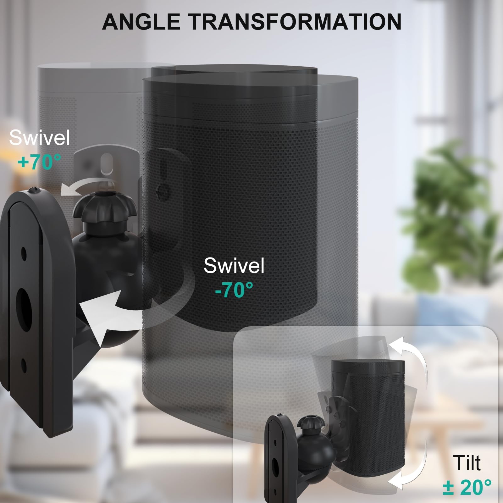 WALI Speaker Wall Mount, Surround Sound Stand with Small, Black