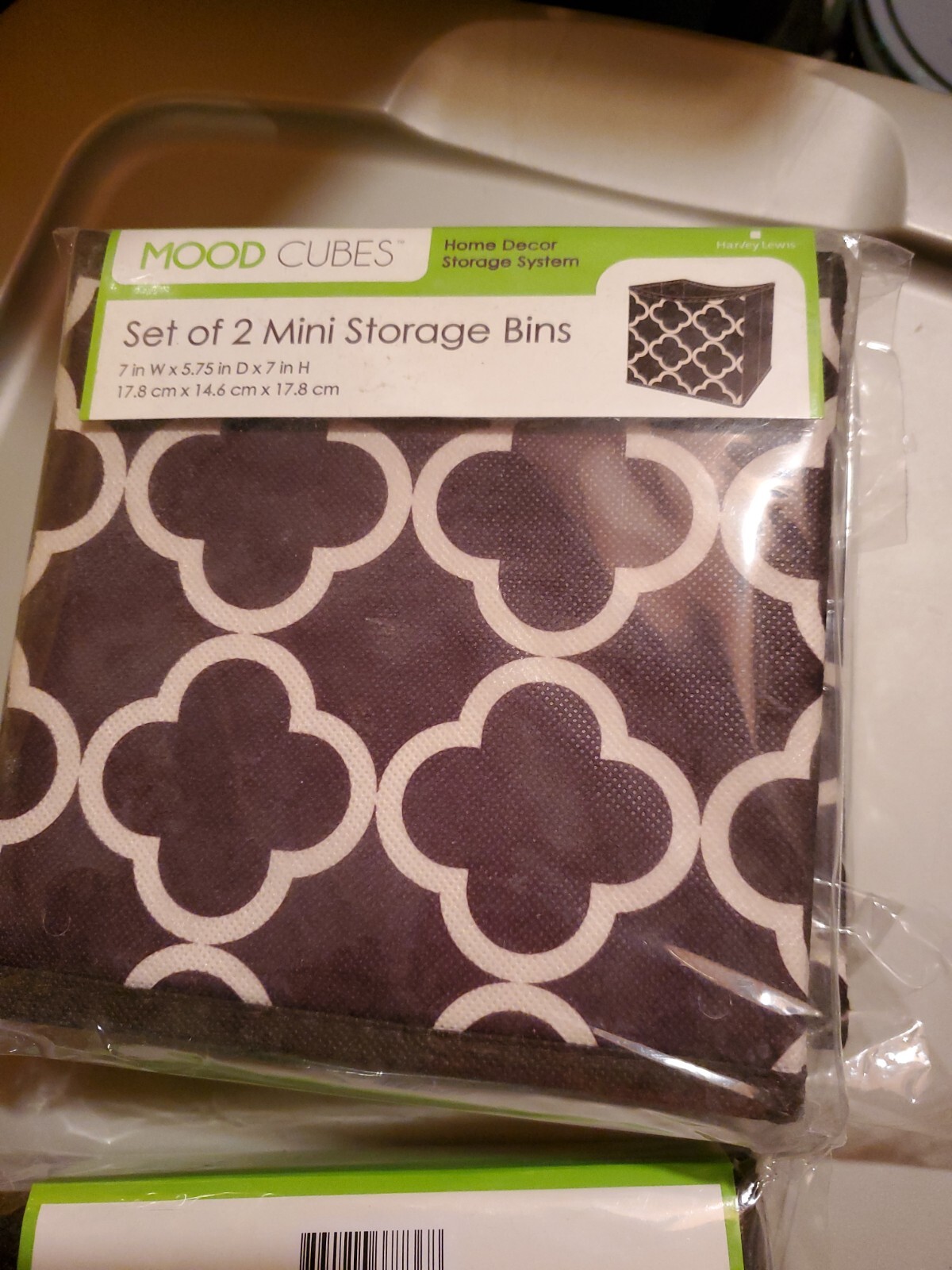 Mood Cubes Set Of 2 Mini Storage Bins 7 In X 5.75 In X 7 In. New Brown White