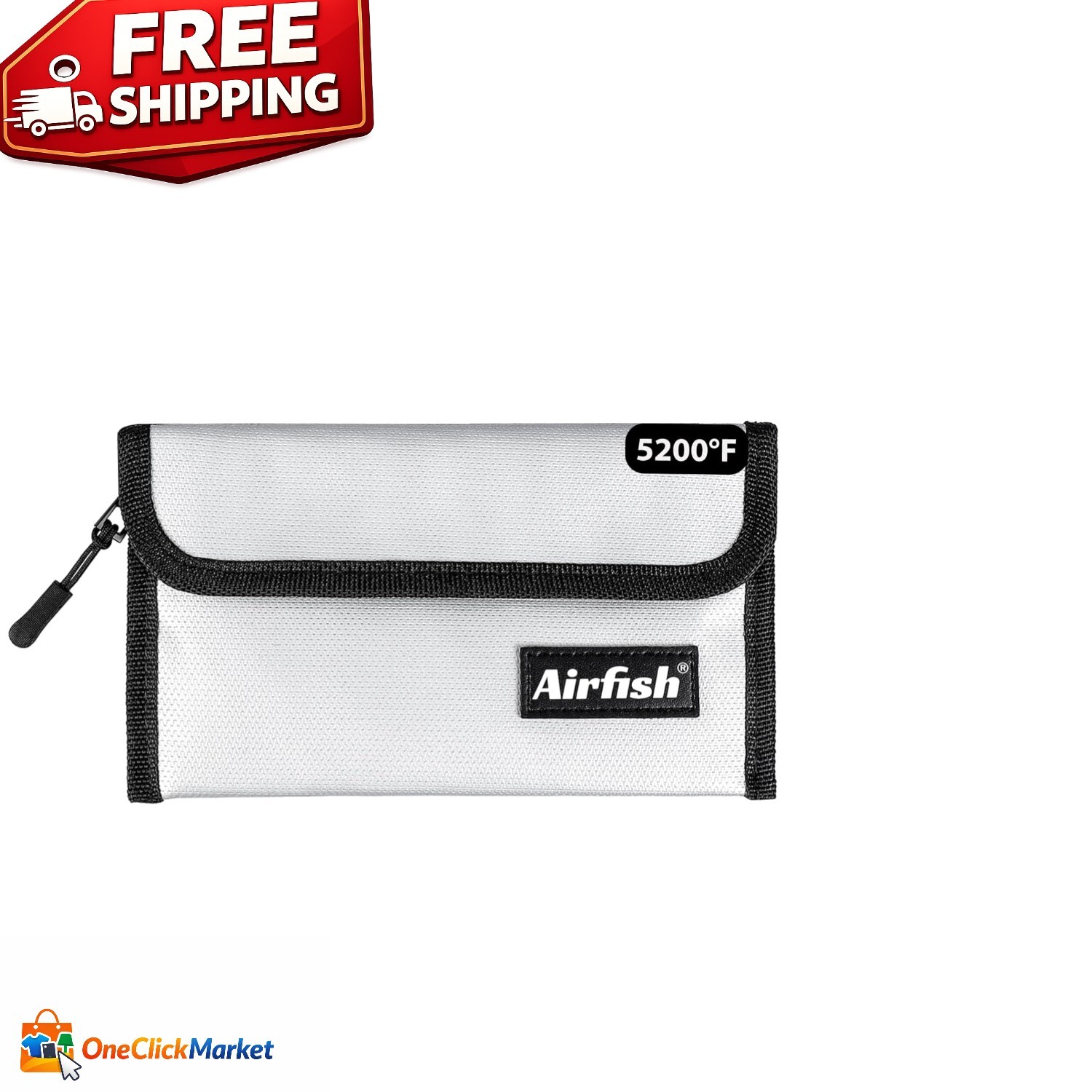 Elegant Silver Fireproof Cash Bag - 5x8 Inches for Passports and Jewelry
