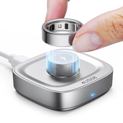 Ring Chager Compatible with Ou-ra Ring4, Fast Charge for Ou Size 8 Silver Grey