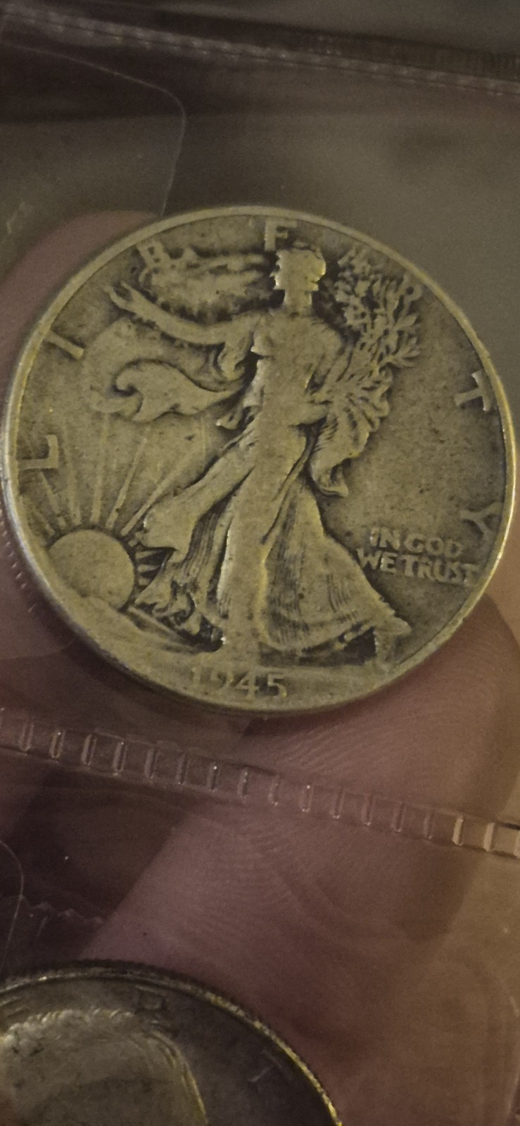 Liberty Walking Half Dollar 50C 1945 Silver 0.9 Philadelphia Business KM#142