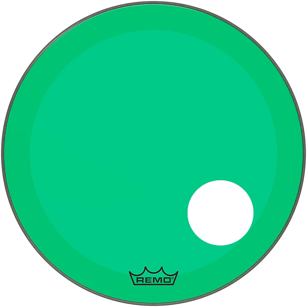Remo Powerstroke P3 Colortone Green Resonant Bass Drum Head 5" Offset Hole 22"