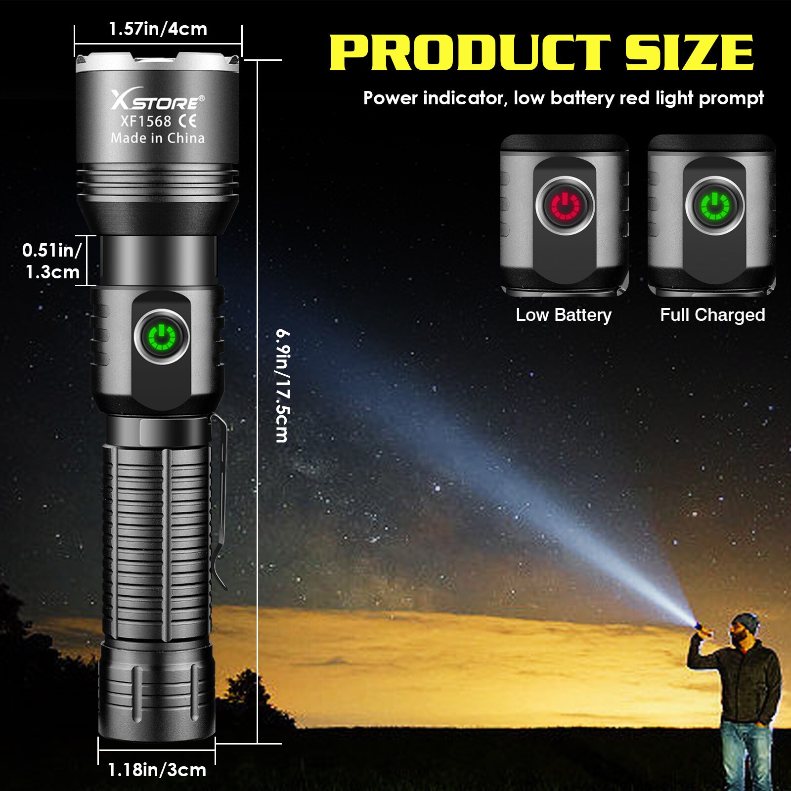 50000000 Lumen Super Bright LED Tactical Flashlight Rechargeable LED Work Light
