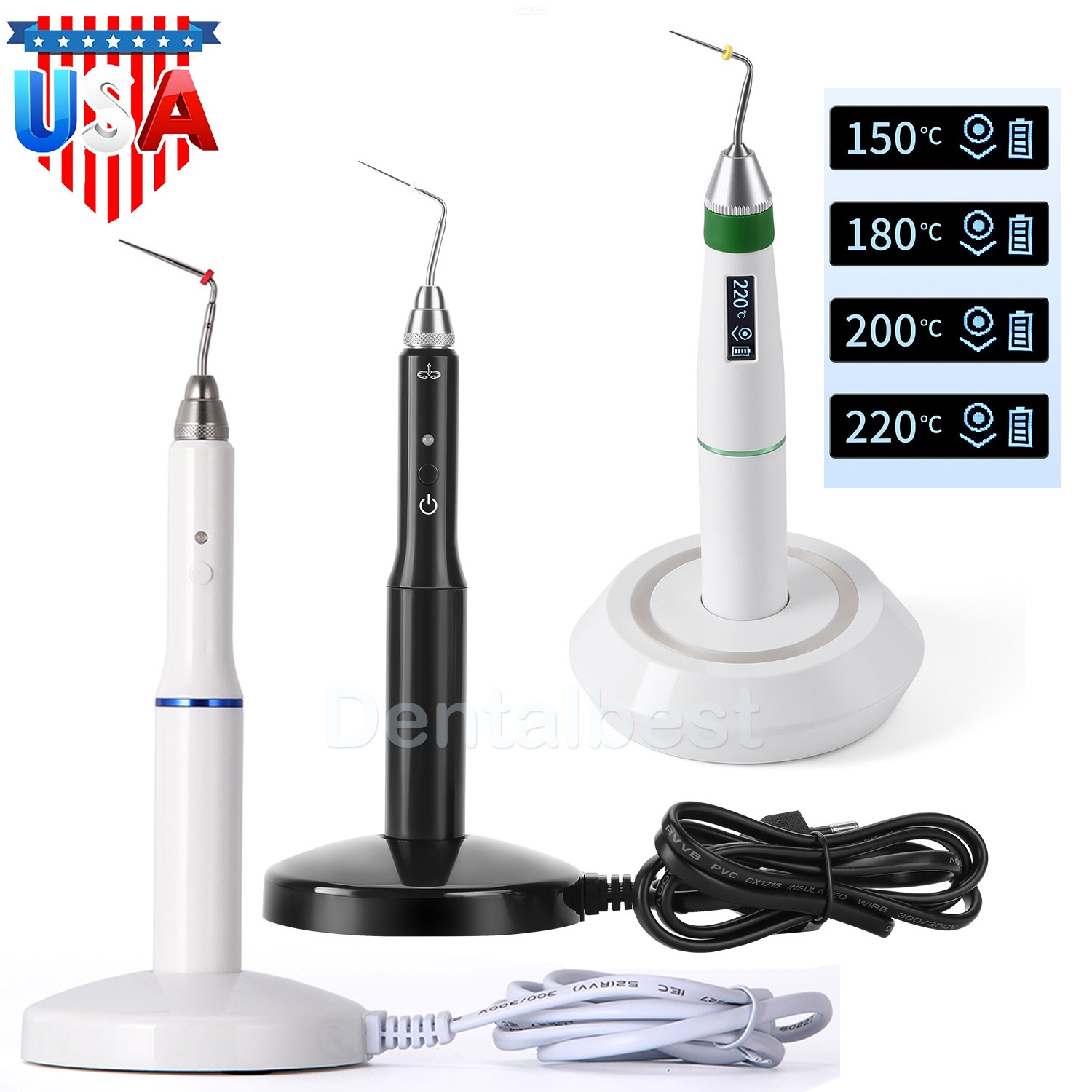 Dental Gutta Percha Obturation System Endodontic Endo Heated Pen +2 Heating Tips