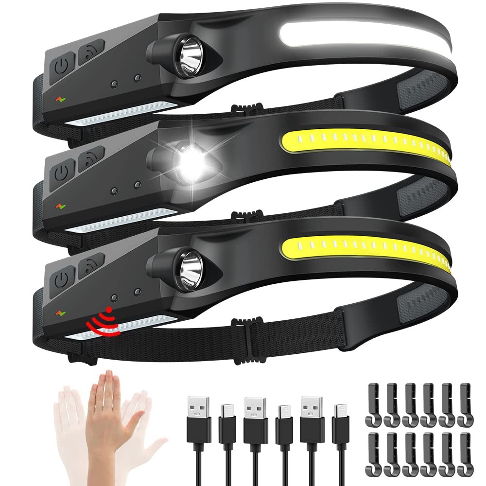 3 Pack LED Night Buddy 230º Rechargeable Headlamp Pro for Outdoor Indoor XF US