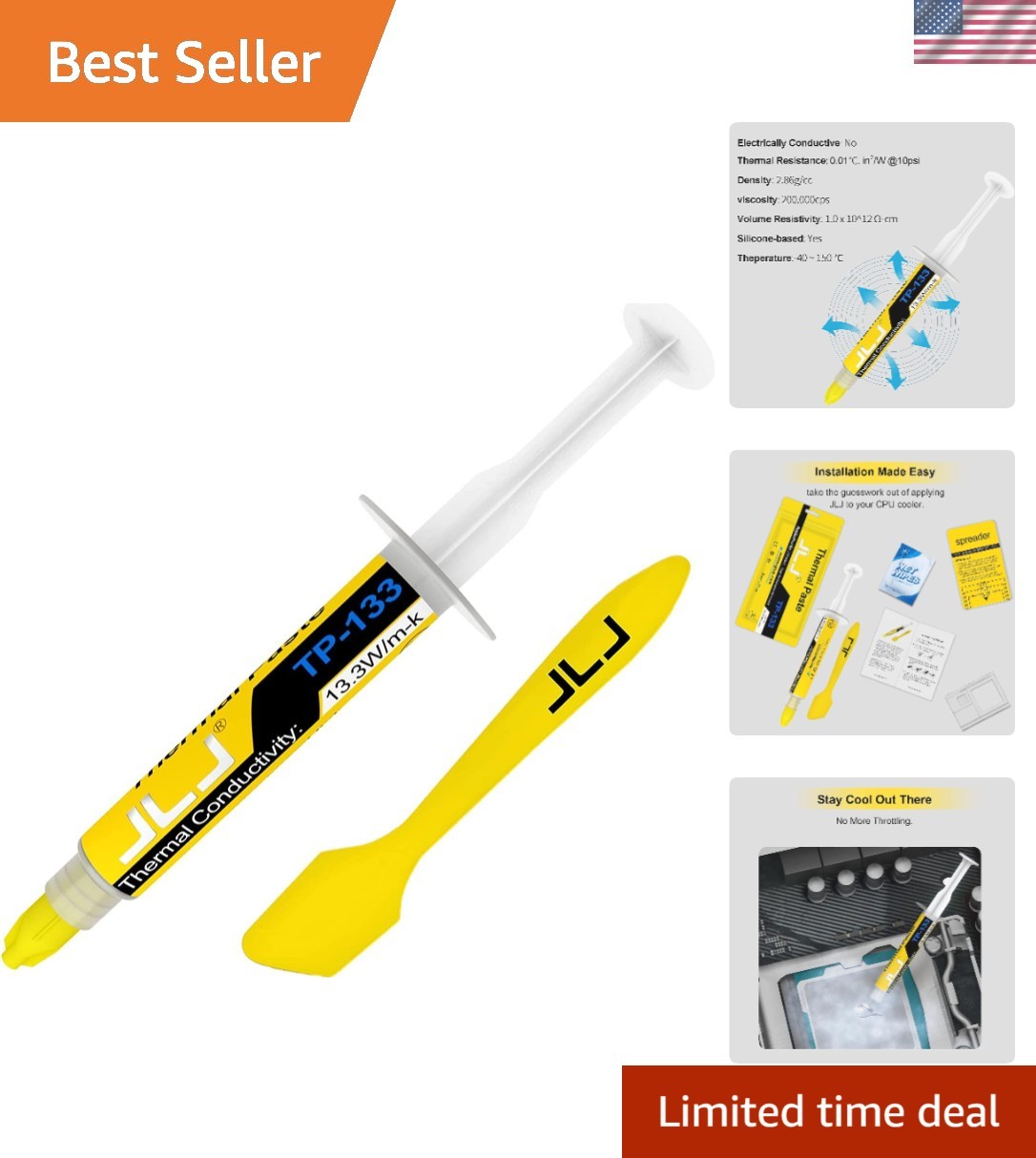 Durable Carbon-Based Thermal Compound for CPUs, GPUs - 1.5g Universal Fit