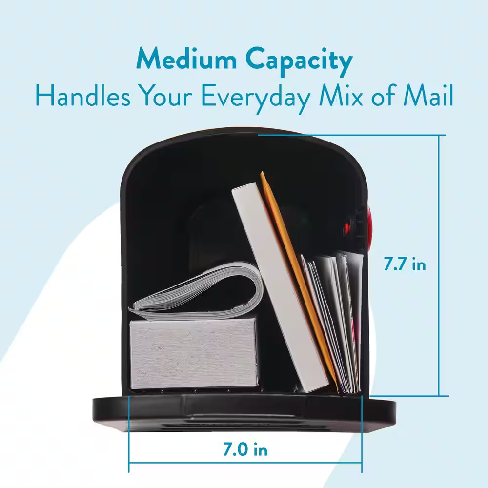 Parsons Black, Medium, Plastic, Post Mount Mailbox