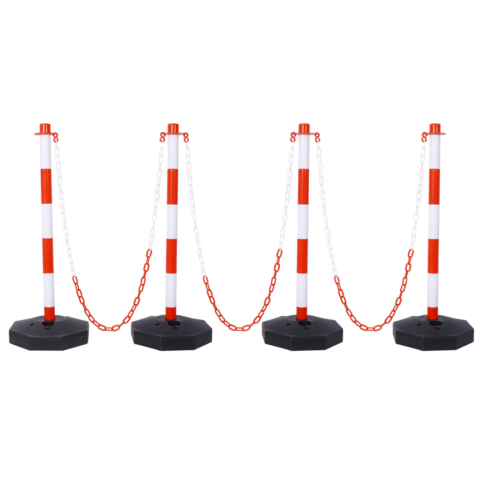 4 Pack Traffic Delineator Post Cones with Weighted Base & Reflective Collars