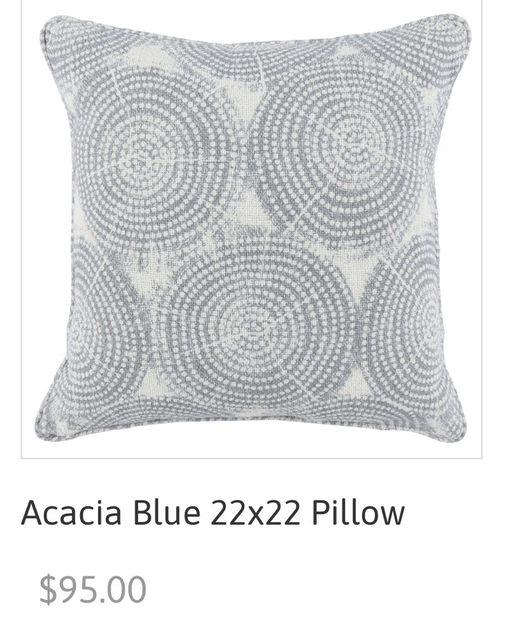 2 NEW $98 Villa by Classic Home Ivory Blue Spiral Linen Pillow COVER 22x22”