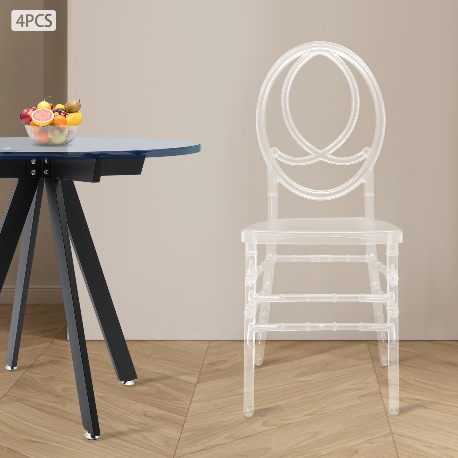 4 Pcs PC Clear Elegant Party Event Wedding Chairs For Banquet& Wedding Halls