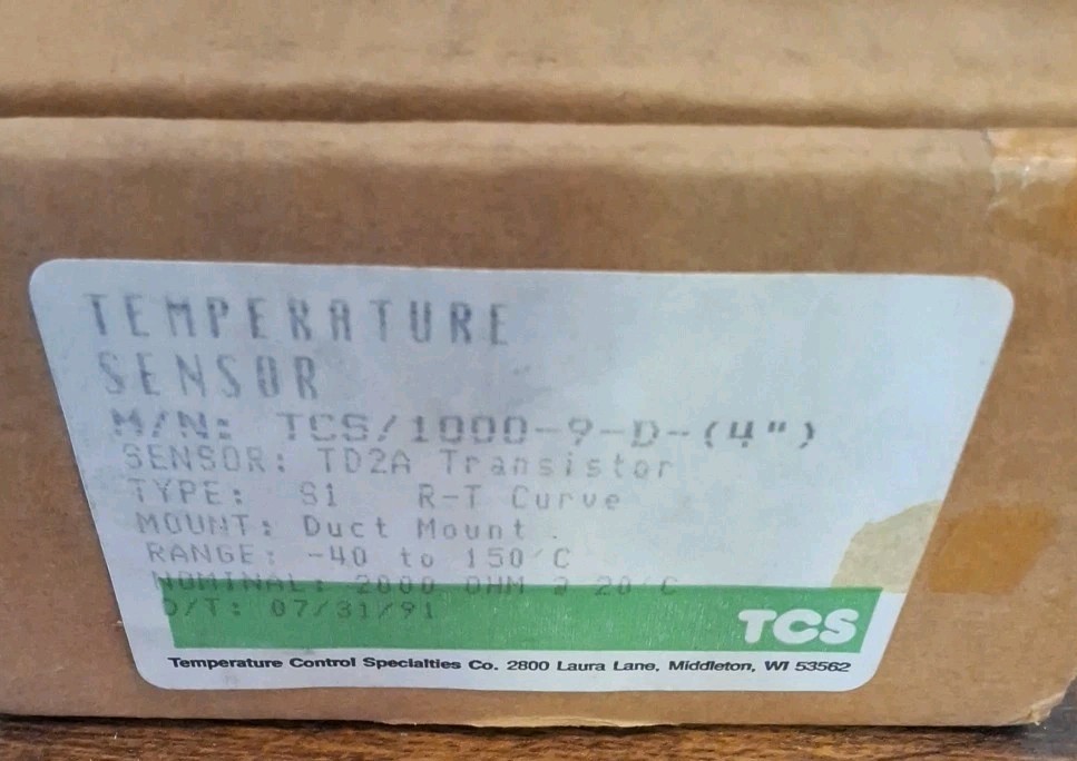 TCS/1000-9-D 4" Duct Mount TD2A Transistor Temperature Sensor