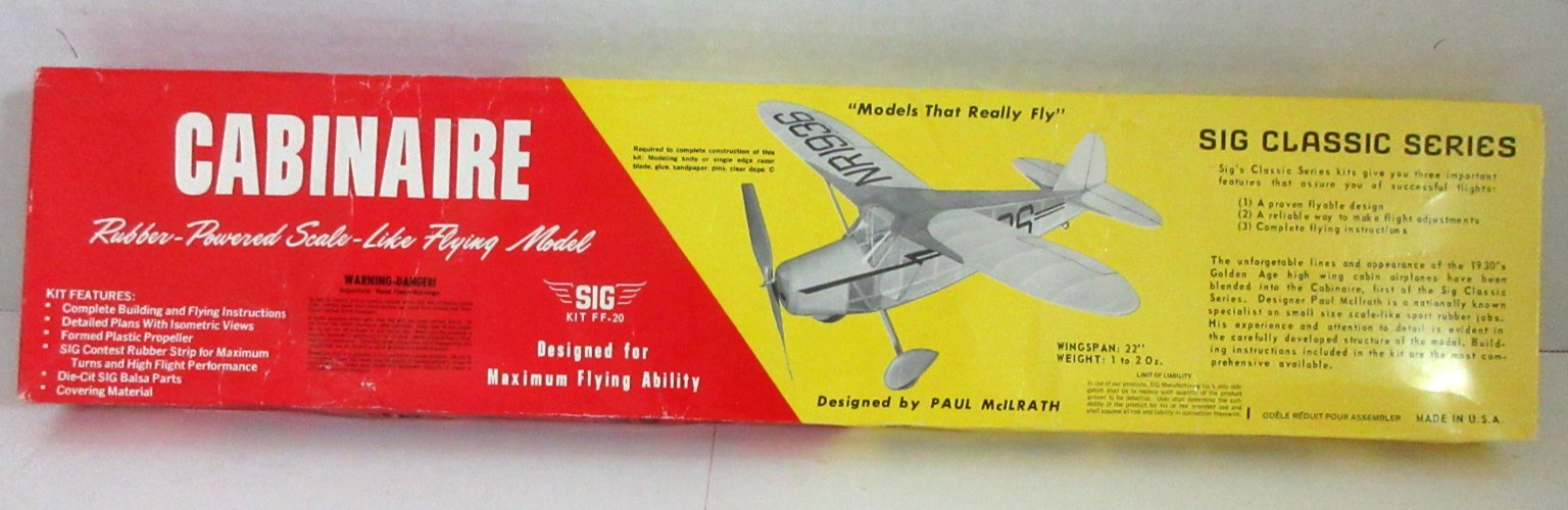 Sig Classic Series FF-20 Cabinaire Kit 22" WINGSPAN VINTAGE  NEW