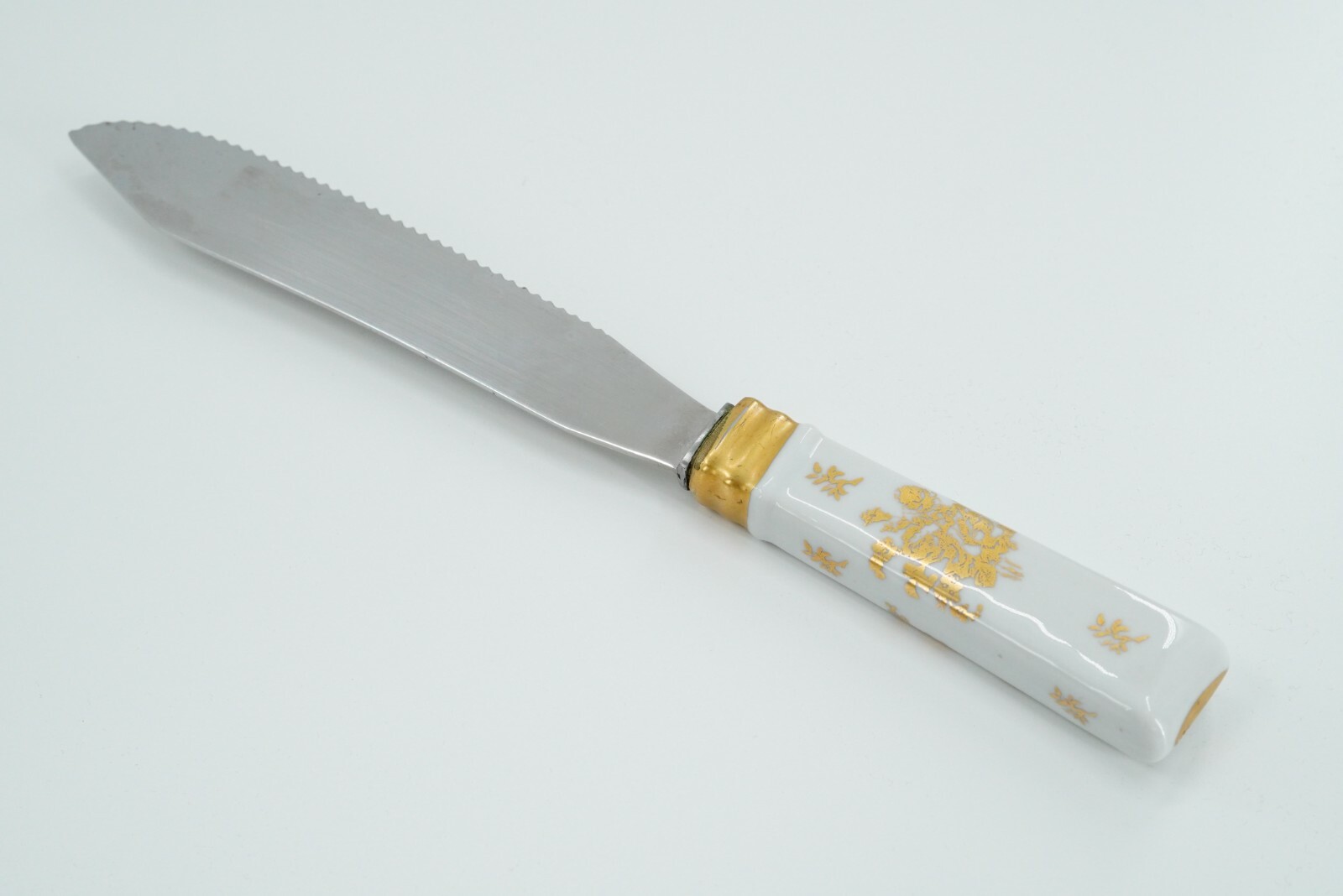 Vintage Limoges White & Gold Floral Porcelain Cake Knife