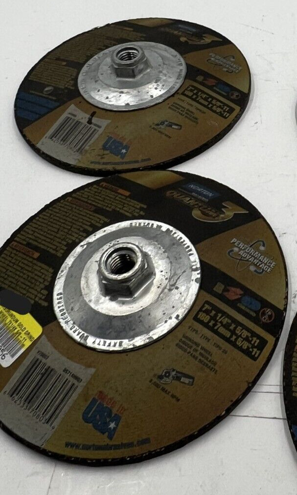 (QTY 2) Norton Abrasives Depressed Center Wheel 70803 7" x 1/4" x 5/8"-11