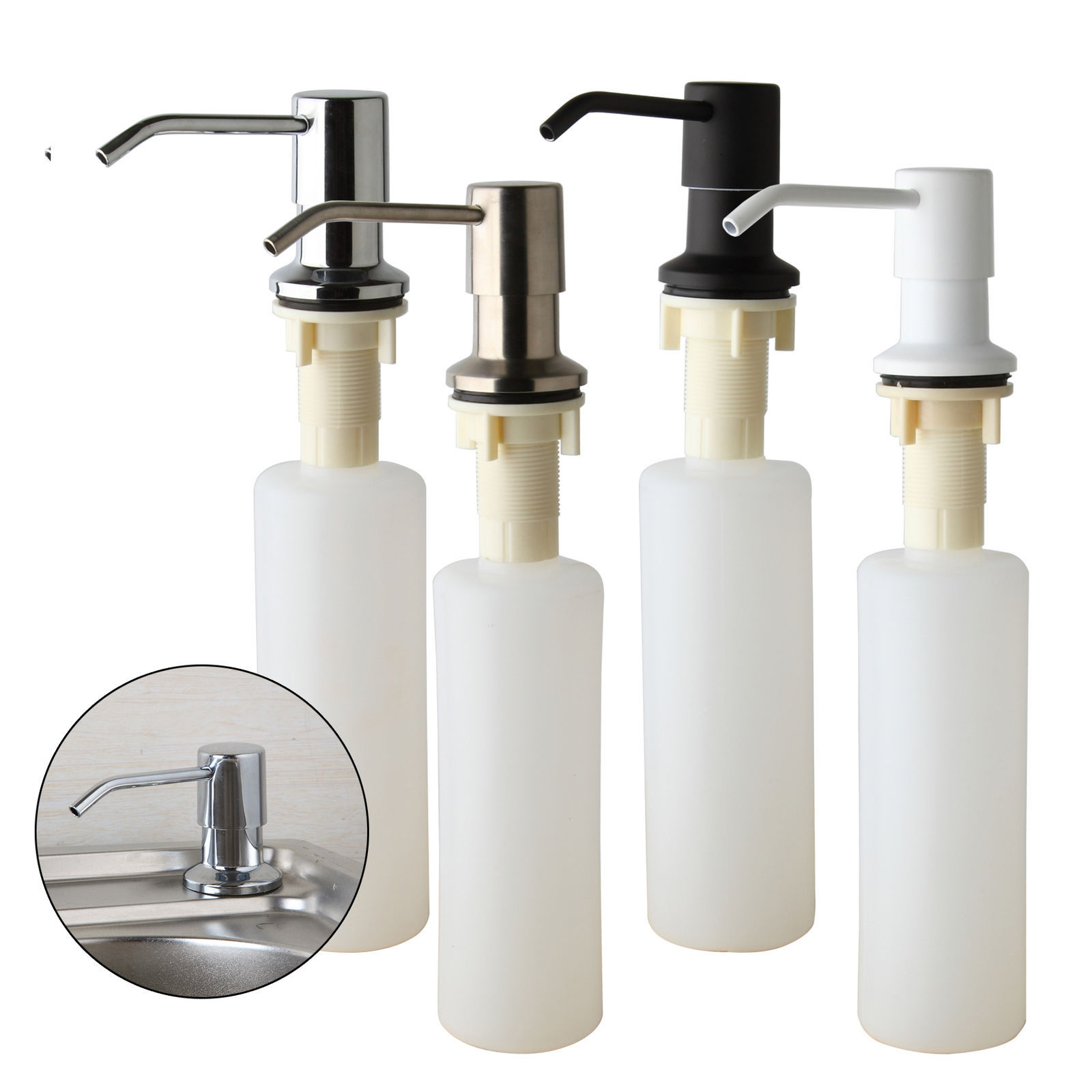 300 ml Liquid Soap Dispenser Plastic Bottle Kitchen Sink 1 Hole Mount Press Down
