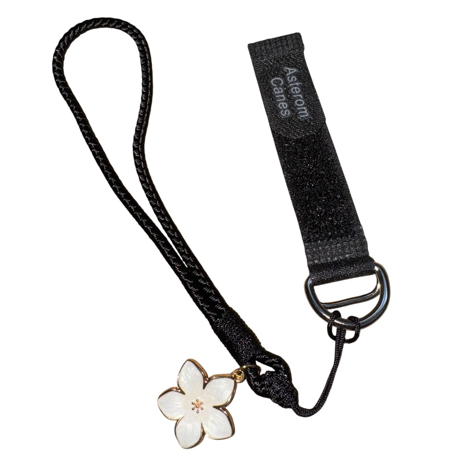 HAWAII PLUMERIA PHONE WRIST STRAP CHARM BLACK LANYARD ASTEROM CANES ACCESSORY