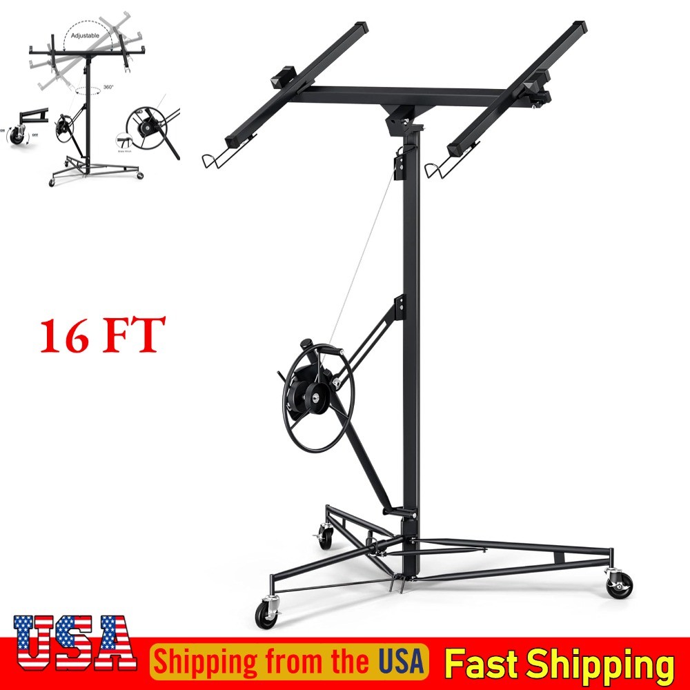 16FT Drywall Lifter Sheetrock Lift Drywall Rolling Lifter Hoist Panel 150LBS NEW