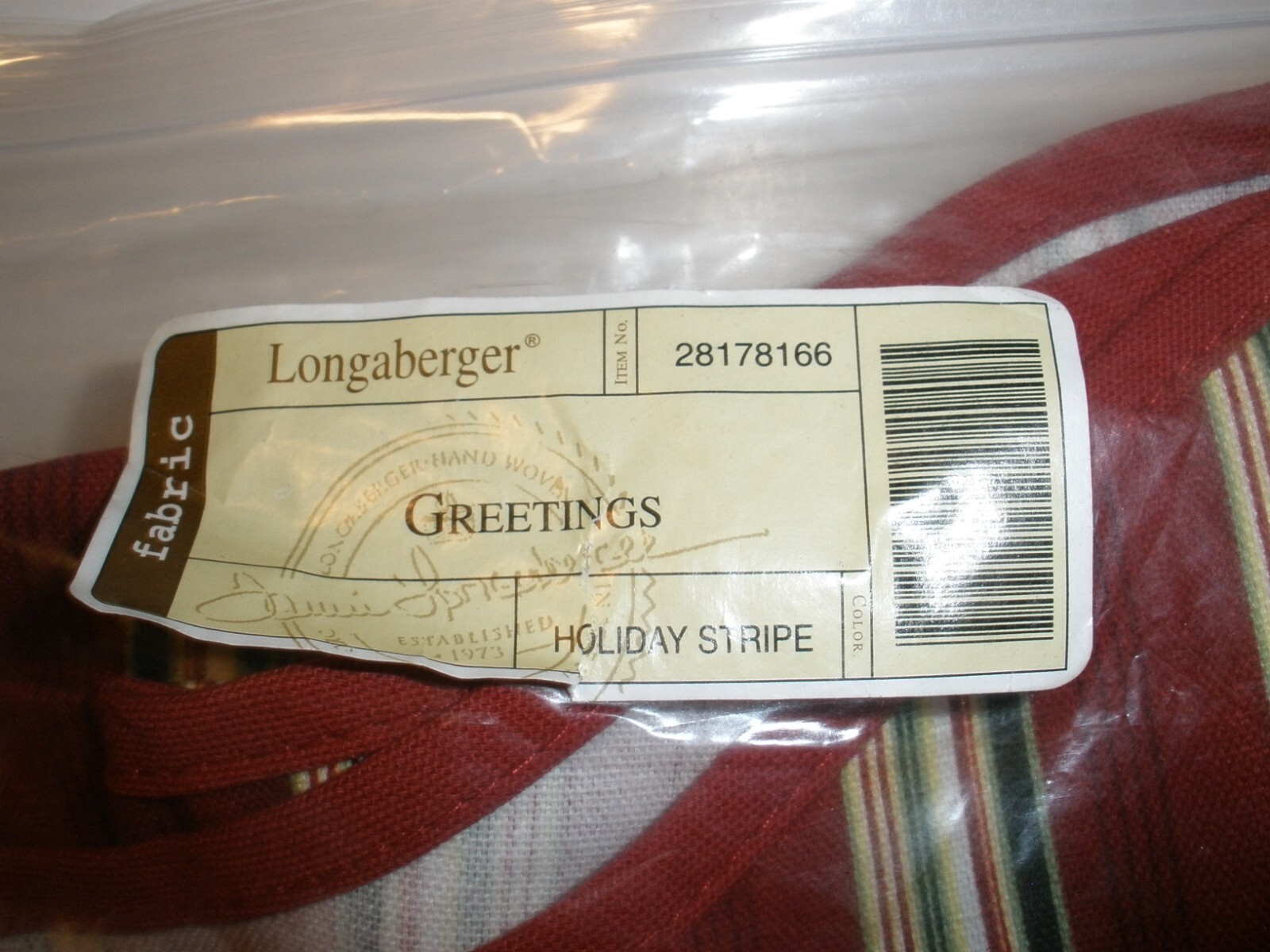 NEW Longaberger Greetings Holiday Stripe Liner