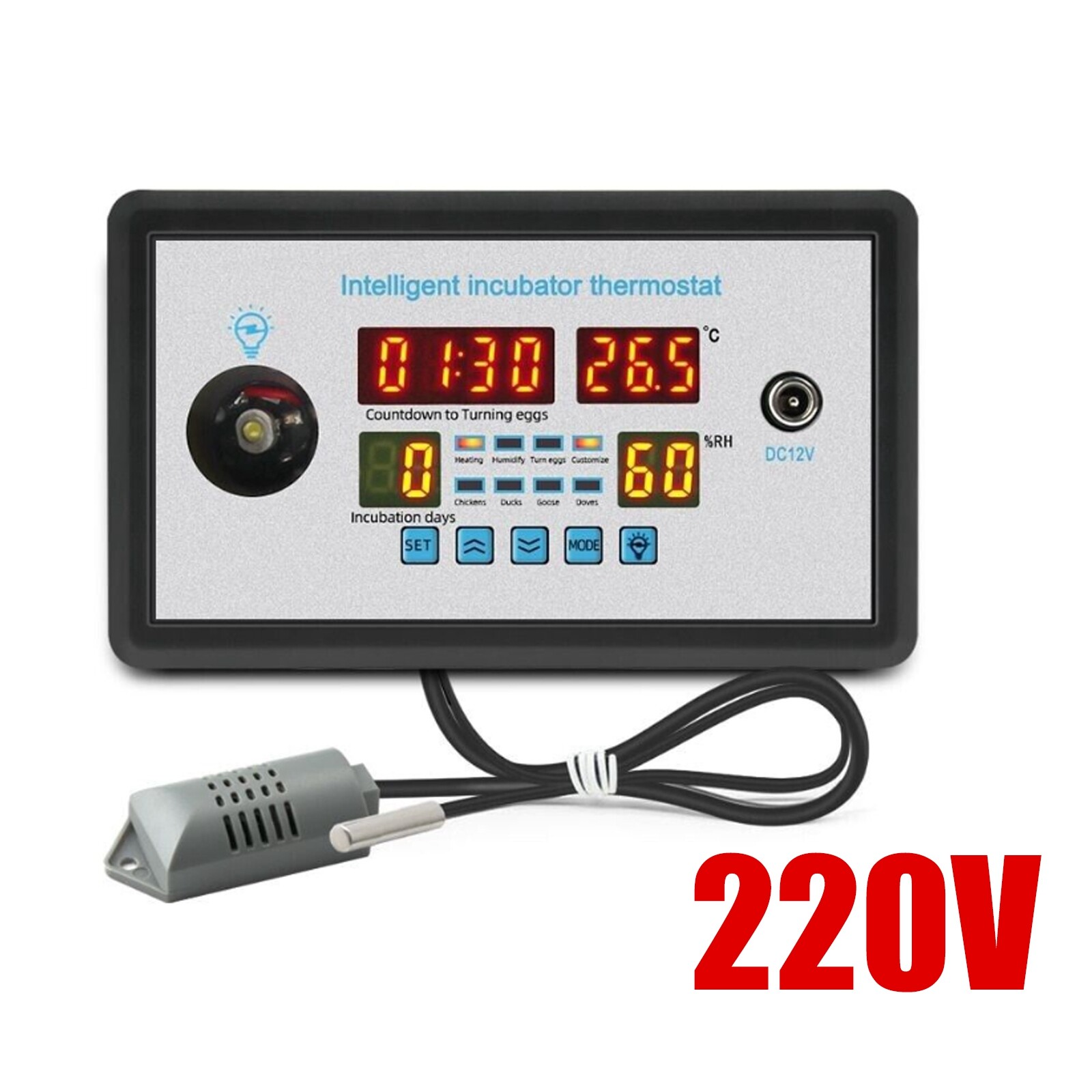 Thermostat Digital Temperature Humidity Automatic Egg Turning Control Incubator