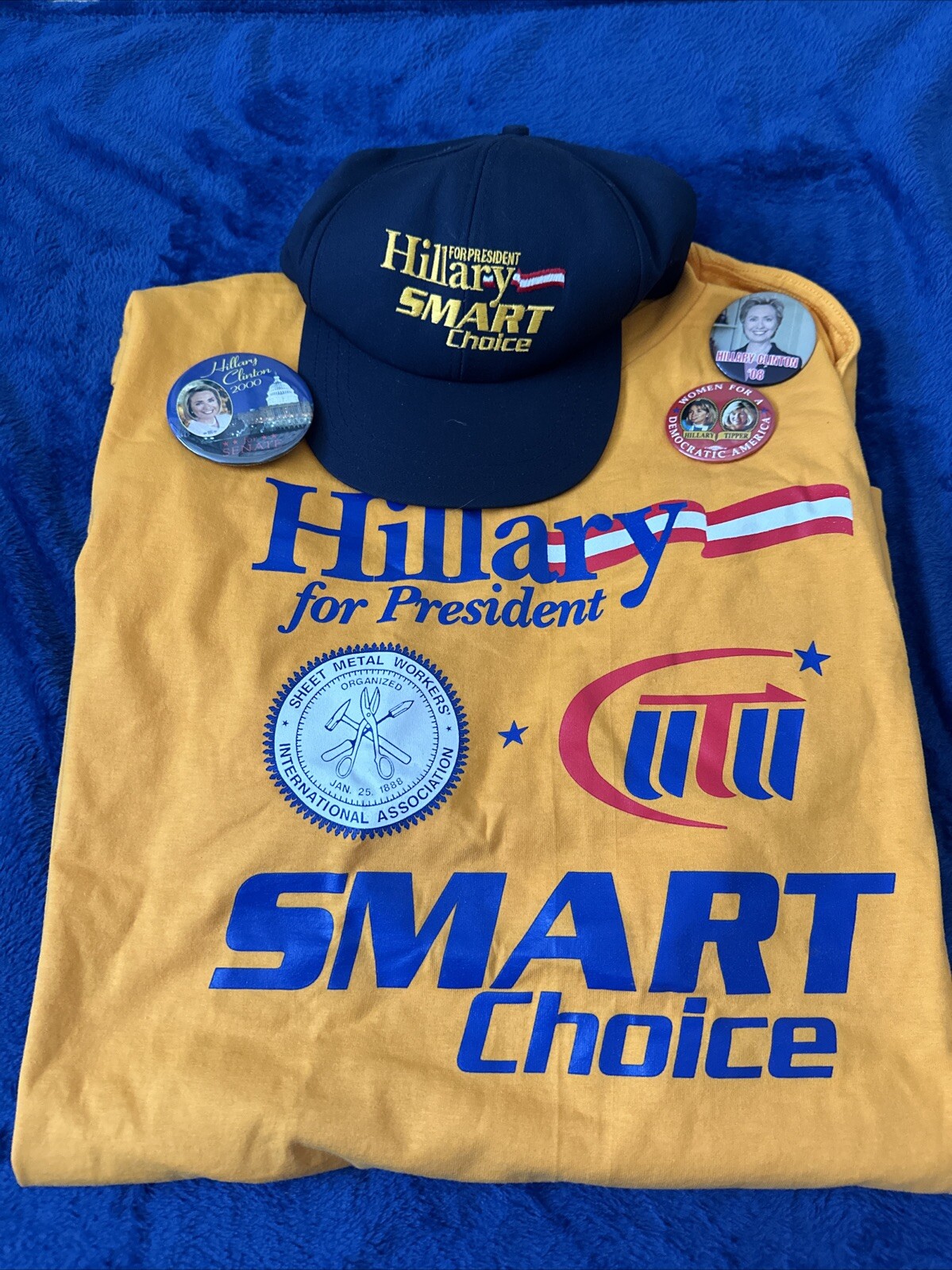 Hilary for President collectors set, Shirt, Hat, 3 Buttons
