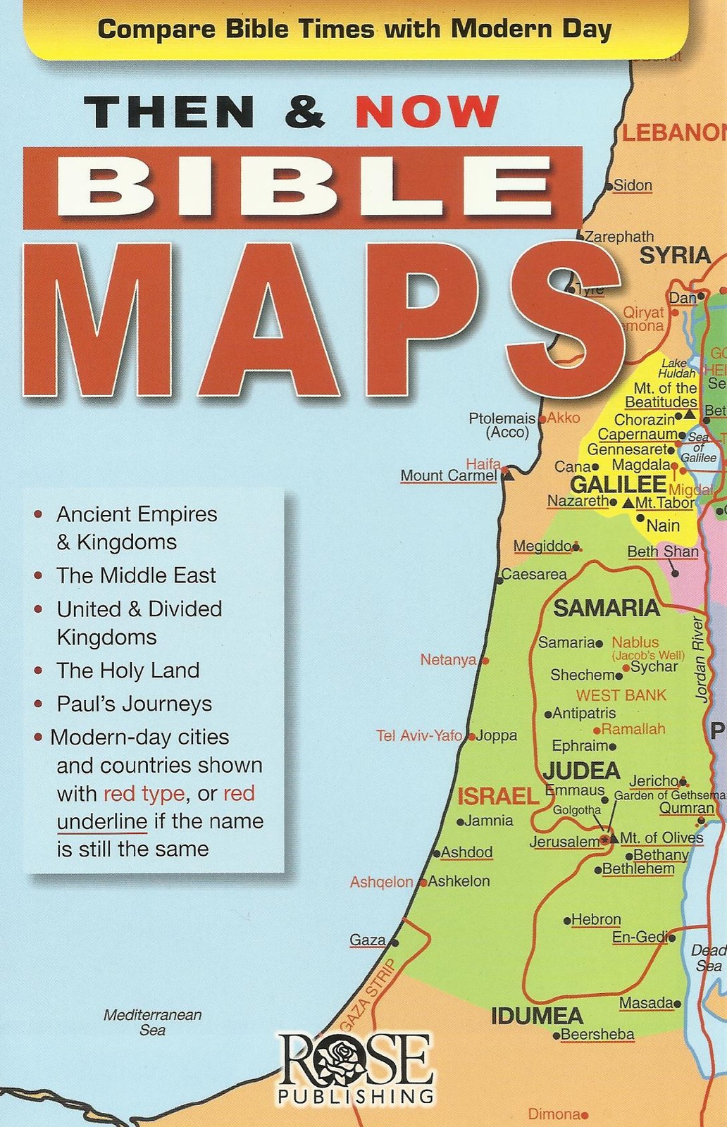 THEN AND NOW BIBLE MAPS - New  Pamphlet by Rose Publishing