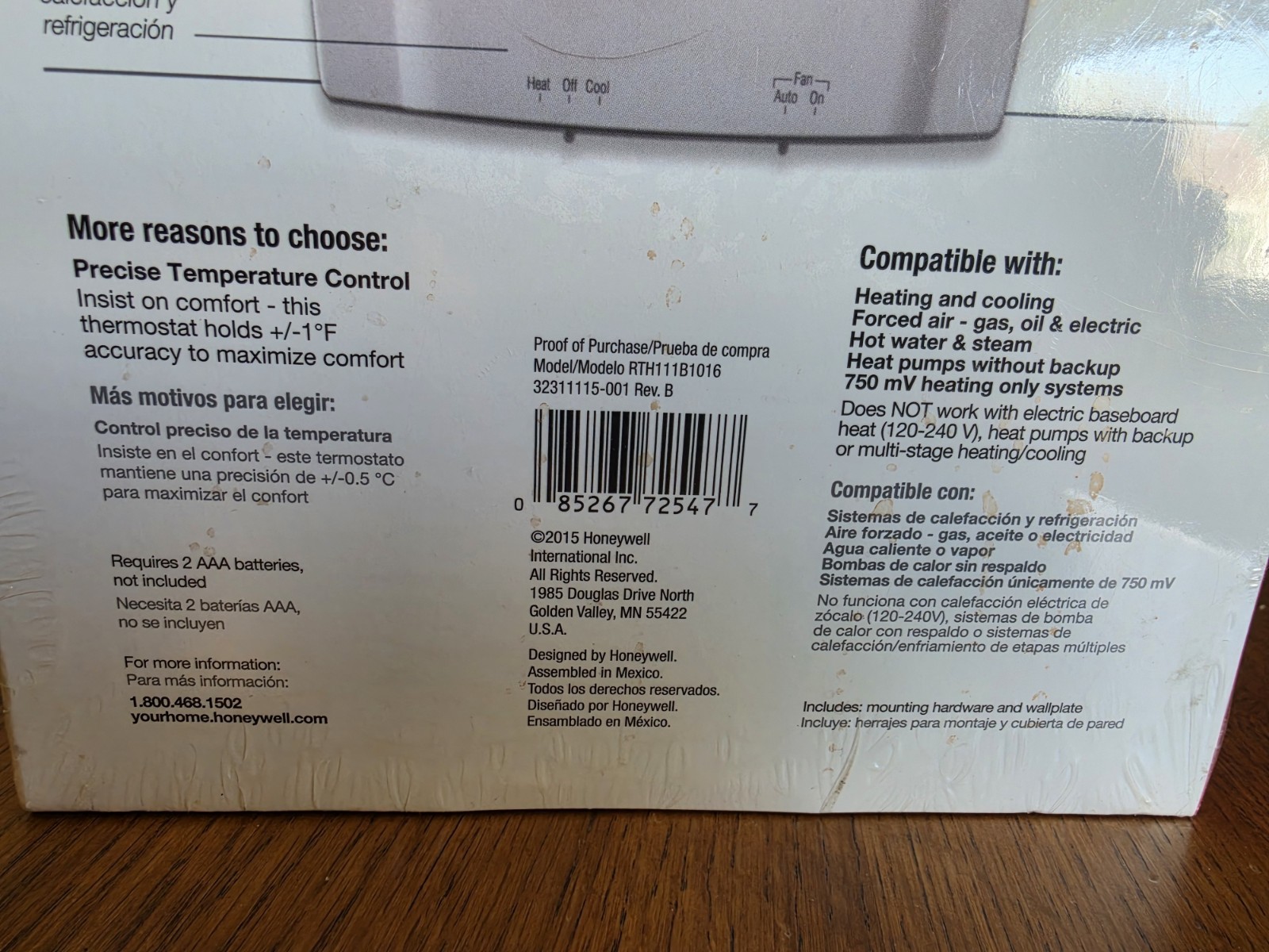 Honeywell Non- Programmable Thermostat RTH111B1016- New