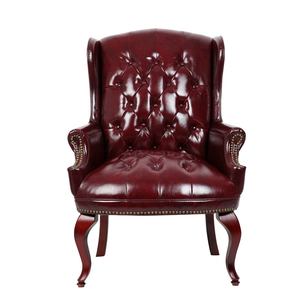 Boss Wingback Traditional Guest Chair In Burgundy