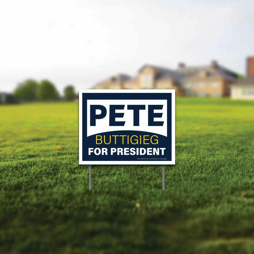 Pete Buttigieg 2020 Yard Sign, Can Cooler and Pete 2020 Car Decal Set