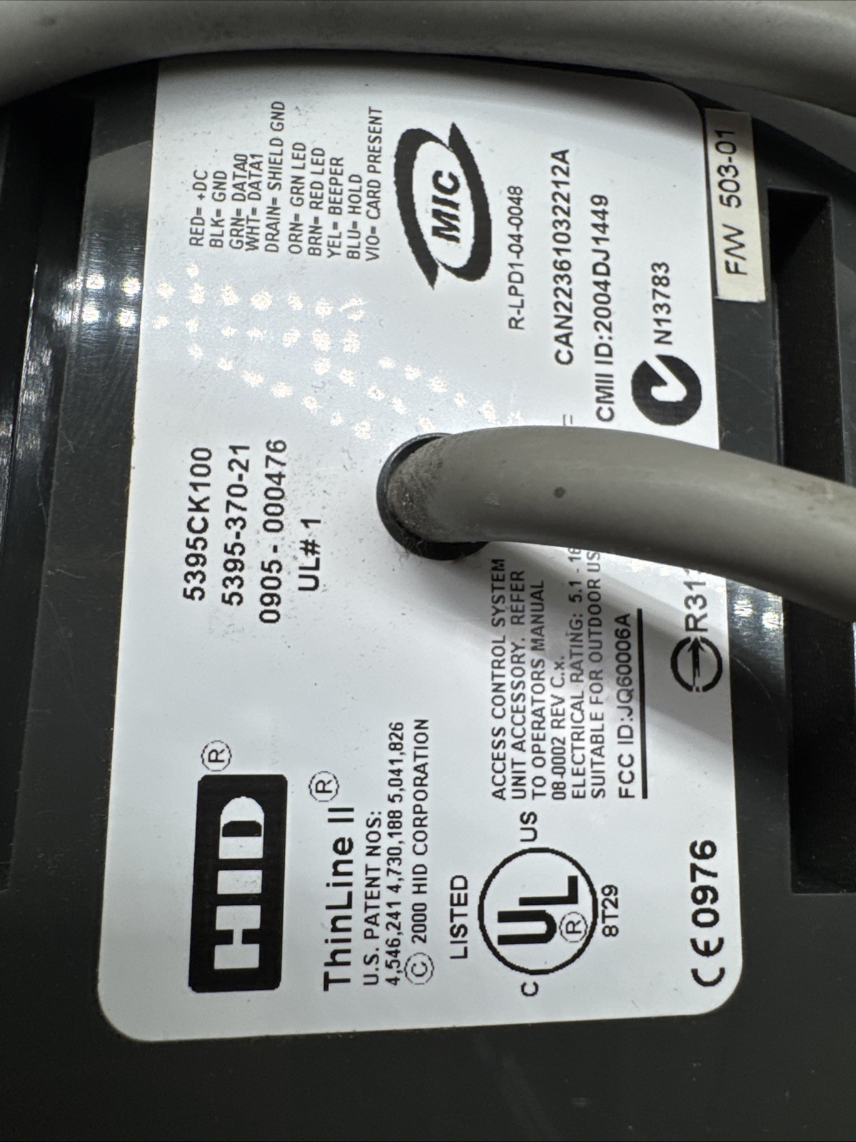 Used HID 5395CK100 Prox ThinLine II Wall CARD READER