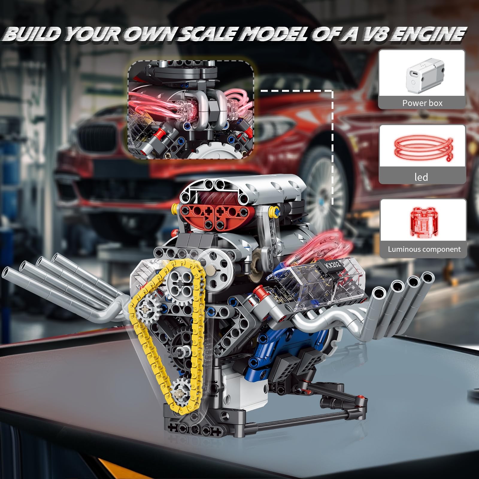 V8 Engine Model Kit,To Build Your Own Mini Engine That Works,Mini Engine Build