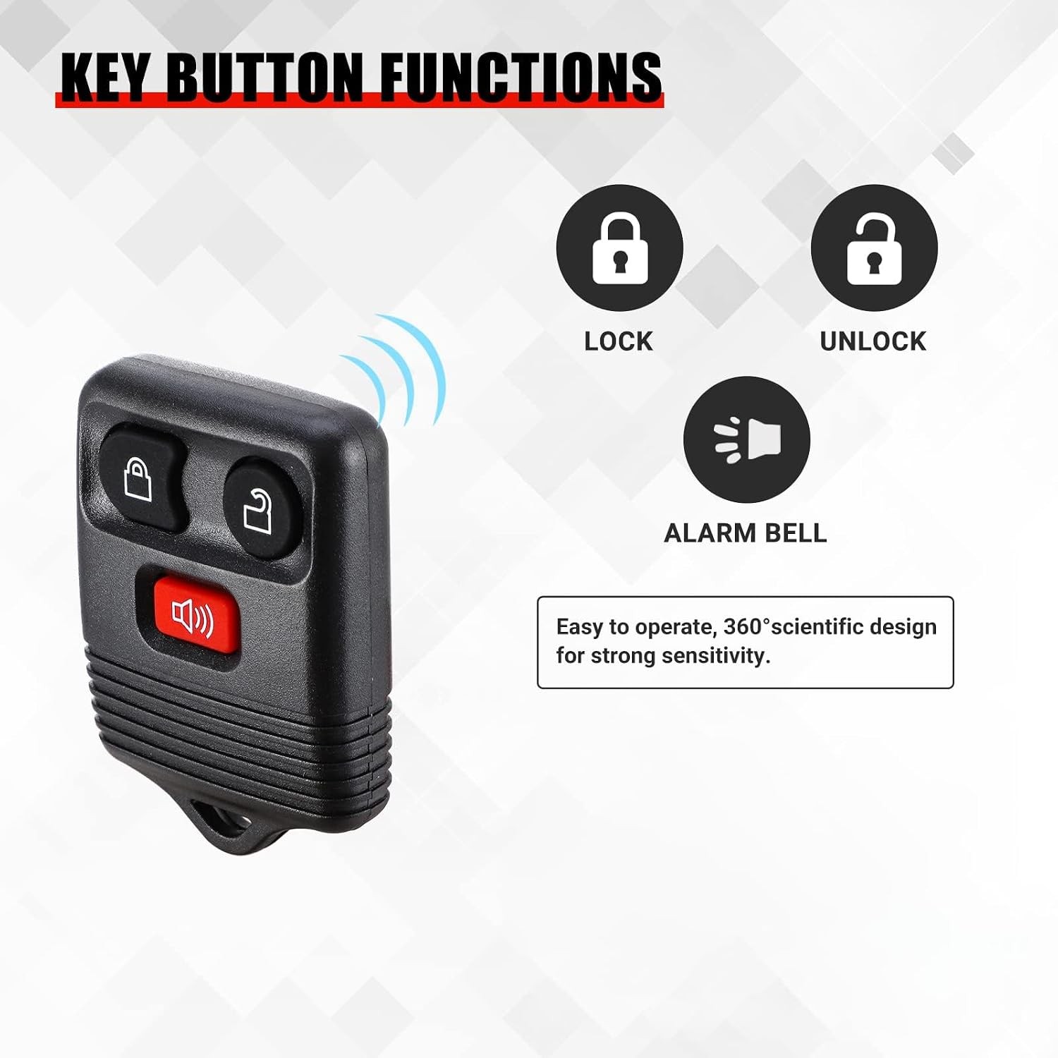 2 Packs 3 Button Replacement Keyless Entry Remote Key Fob Compatible with Ford