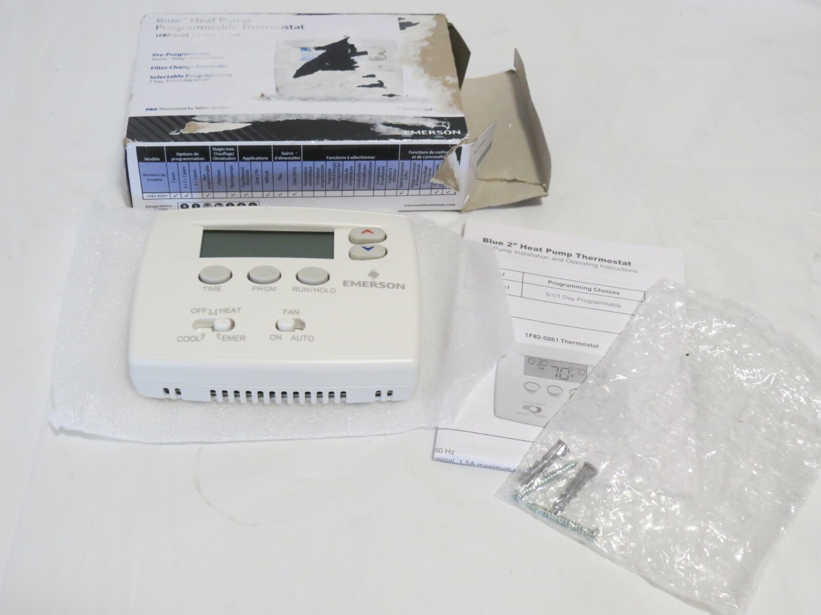 Emerson 1F82-0261 2" Programmable Heat Pump Thermostat, Blue
