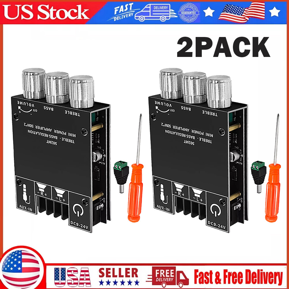 2x ZK-502MT 50W*2 Bluetooth 5.2 Audio Amplifier Board Module Tone Adjustable