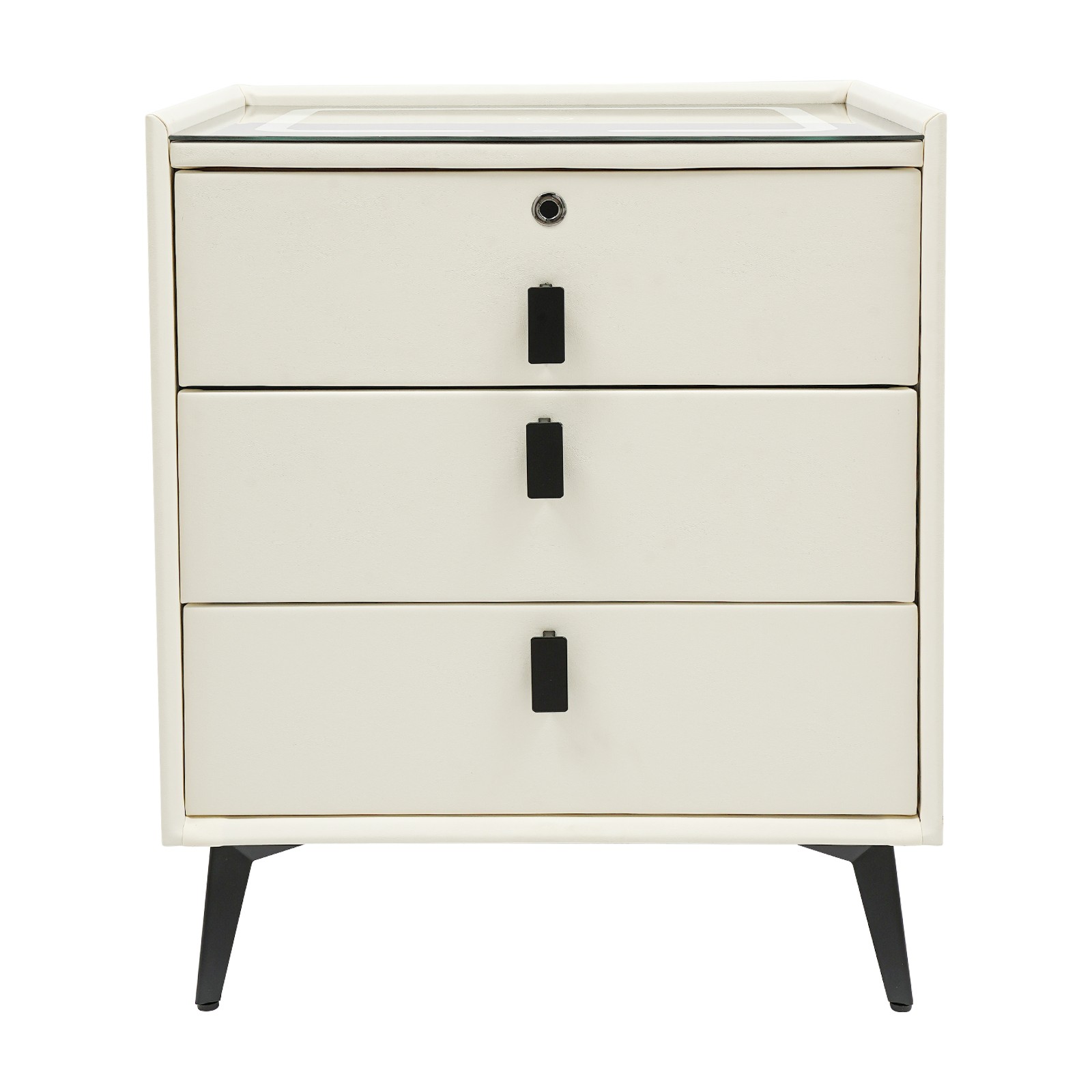 Smart Bedside Table Nightstand 3 Drawers- End Table with USB&Wireless Charging