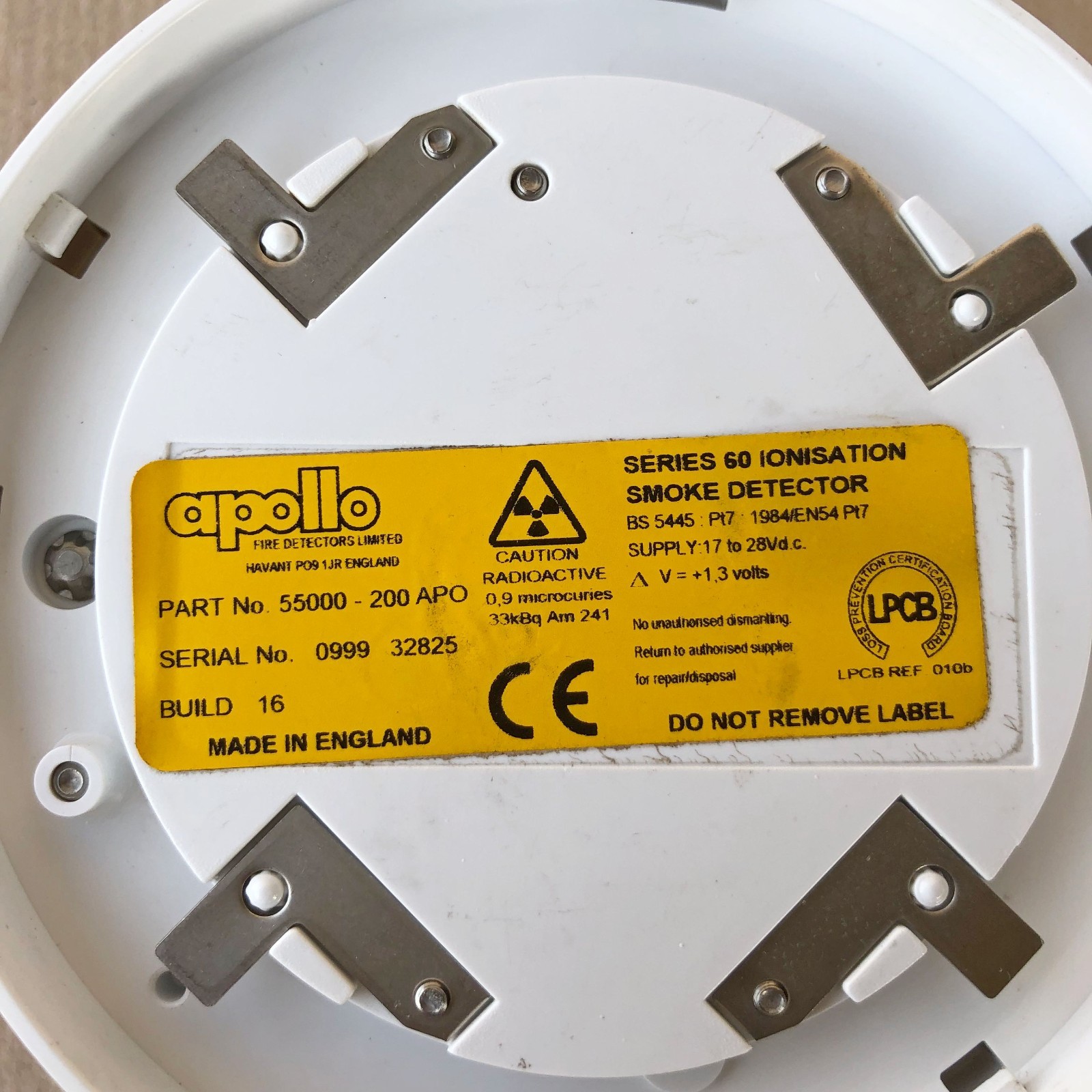 APOLLO 55000-200 APO IONISATION SMOKE DETECTOR SERIES 60